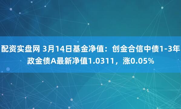 配资实盘网 3月14日基金净值：创金合信中债1-3年政金债A最新净值1.0311，涨0.05%