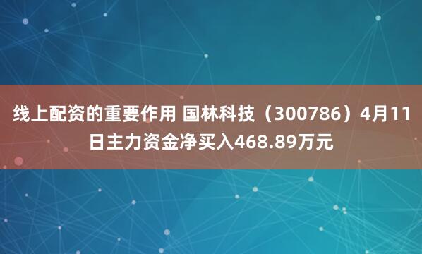 线上配资的重要作用 国林科技（300786）4月11日主力资金净买入468.89万元