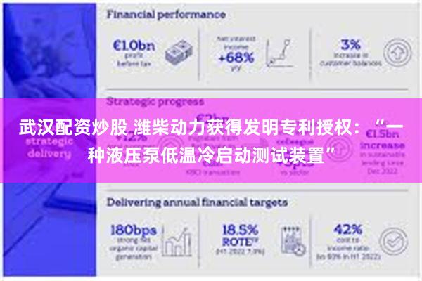 武汉配资炒股 潍柴动力获得发明专利授权：“一种液压泵低温冷启动测试装置”